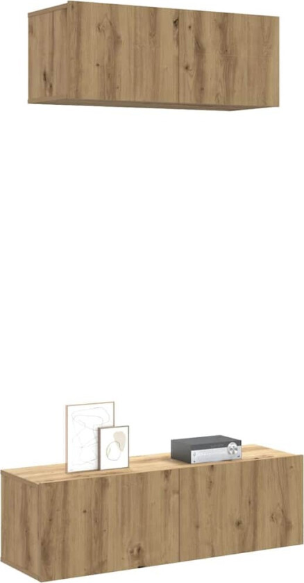 TV-skapsett 2 deler veggmontert artisan eik konstruert tre