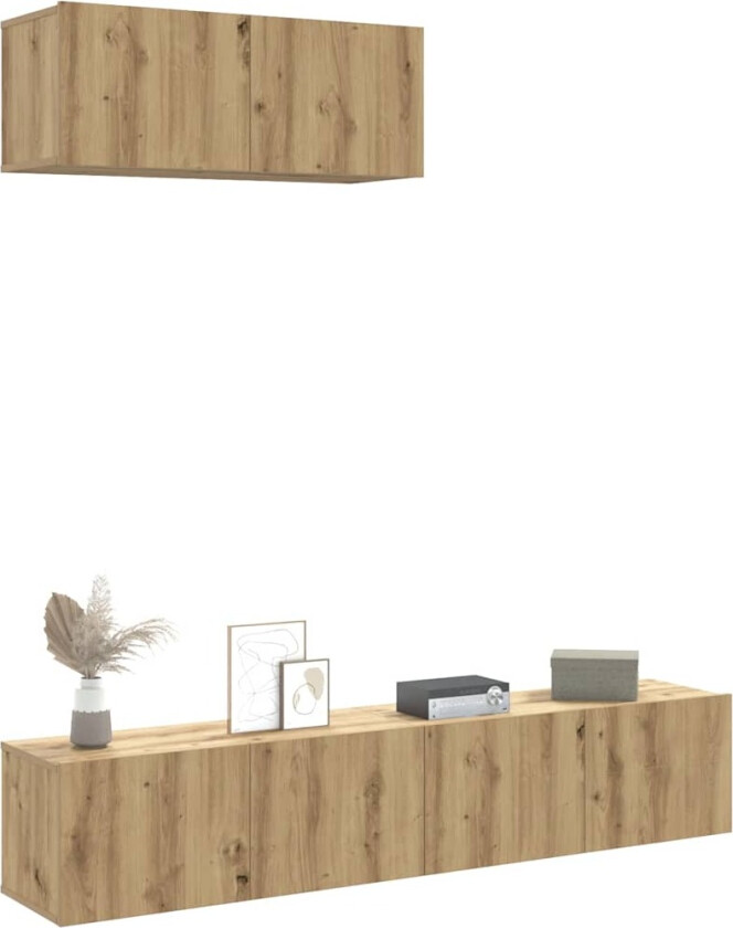 TV-skapsett 3 deler veggmontert artisan eik konstruert tre
