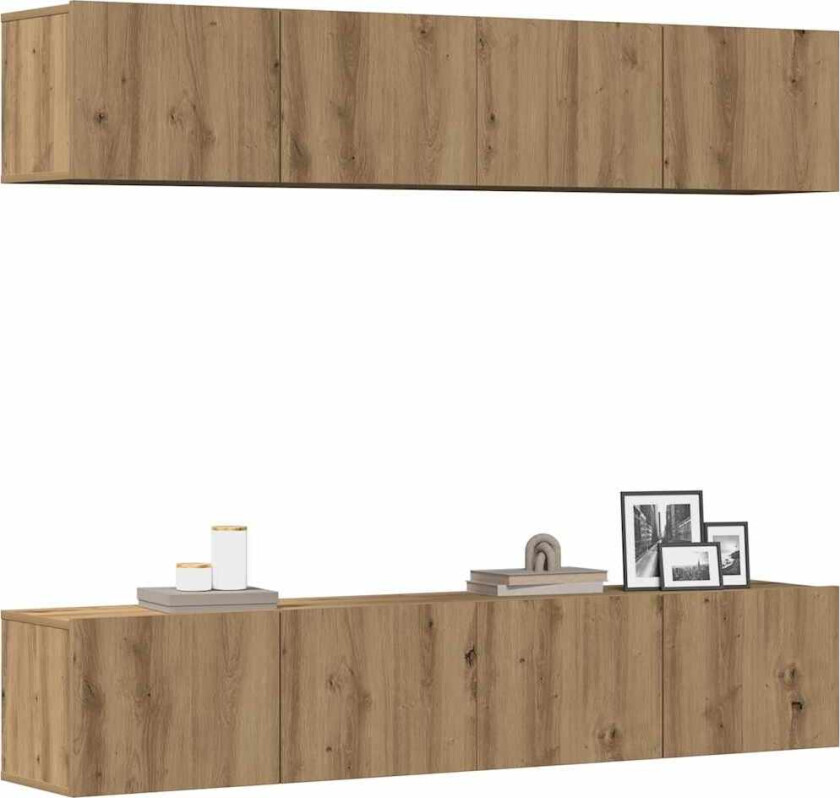 Vegghengte TV-benker 4 stk artisan eik konstruert tre