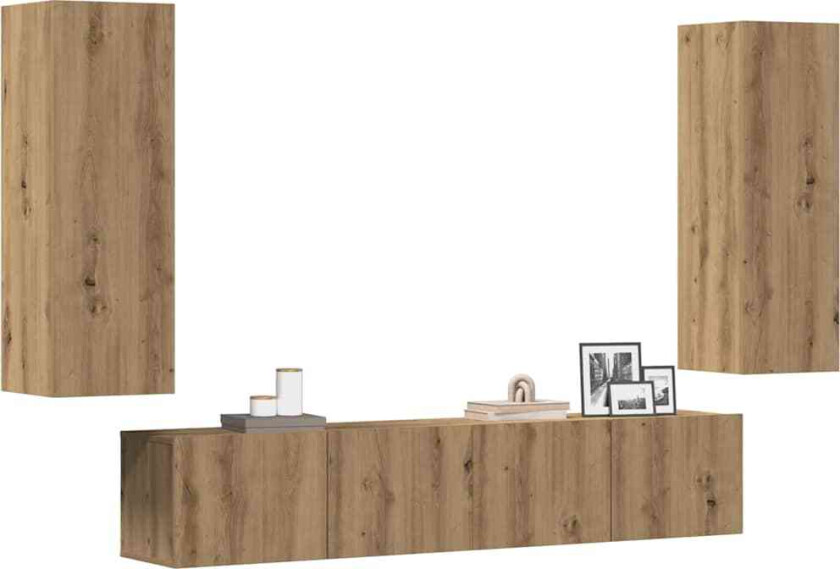 Vegghengte TV-benker 4 stk artisan eik konstruert tre