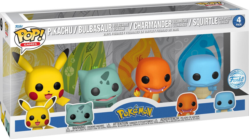Pokémon actionfigursett (Pikachu/Bulbasaur/Charmander/Squirtle)