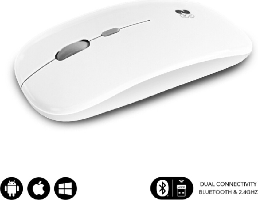 Subblim Dual Flat Mouse Rechargeable 1600 Dpi White Submo-Dflat21