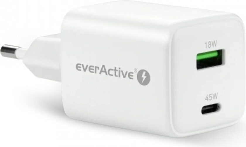 Everactive Gan Sc-450Q Nettverkslader 1X Usb, 1X Usb-C Pd Pps Qc4+ 45W