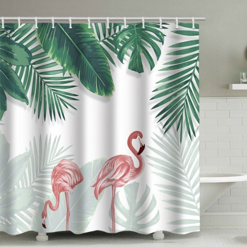 Flamingo dusjforheng, med 12 plastkroker - stil 5 180*200cm