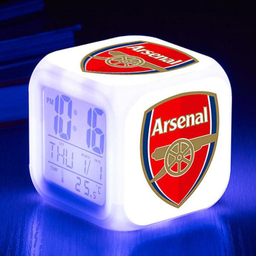 Fotballvekkerklokke med LED-lys, digital klokke, 7 farger, mini-vekkerklokke for barn, nattbordsklokke