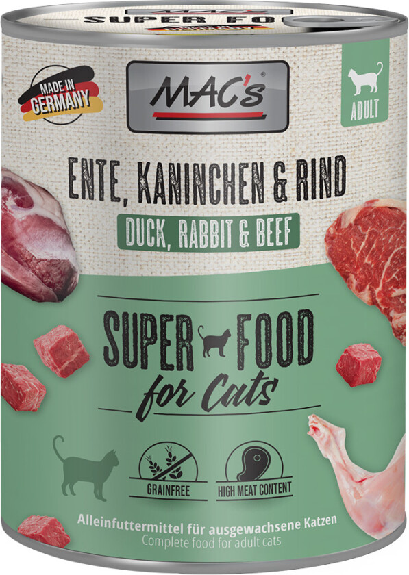 MAC´s Cat Kattefôr 6 x 800 g - And, Kanin, Storfekjøtt