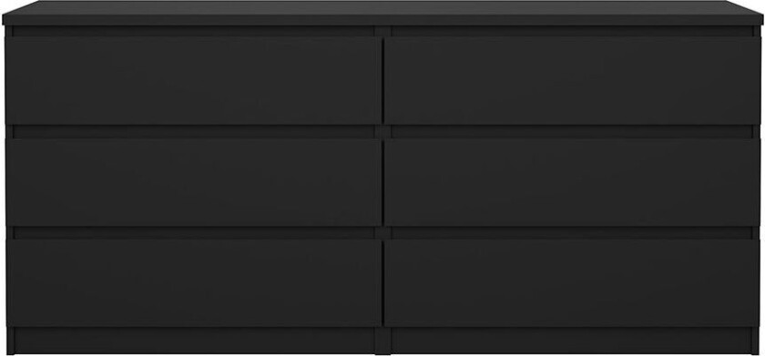 Naia kommode 6 skuffer matt sort.