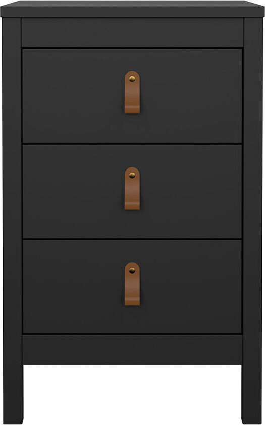 Madrid nattbord 3 skuffer matt sort.