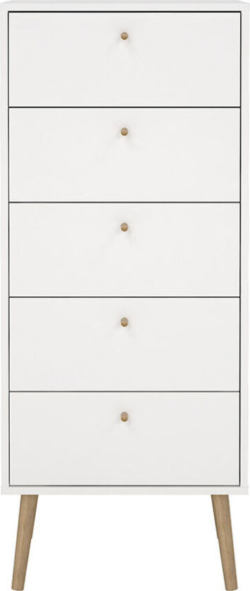 Bodo kommode 5 skuffer hvit.