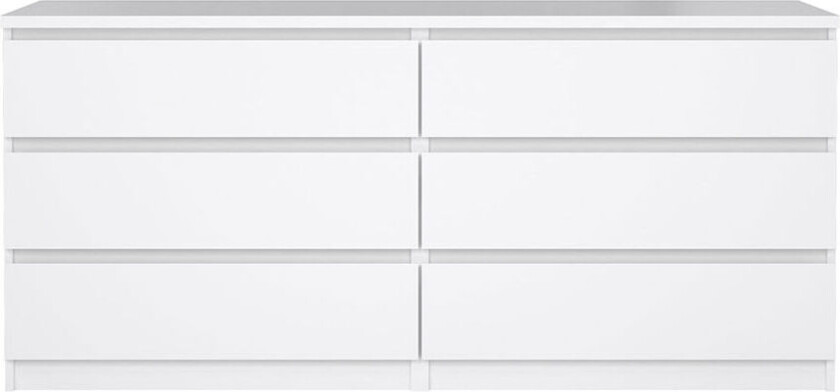 Naia kommode 6 skuffer hvit høyglans.