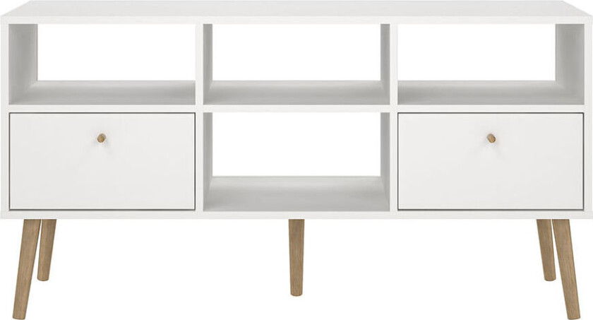 Bodo TV-bord 2 skuffer, 4 hyller hvit.