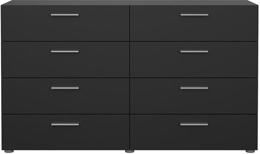 Pepe kommode 8 skuffer matt sort.