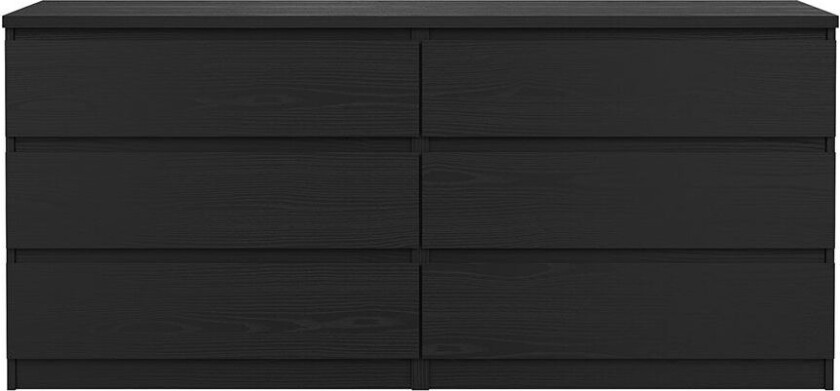 Naia kommode 6 skuffer sort struktur.