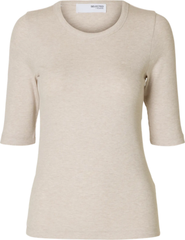 Bilde av Dianna 2/4 O-Neck Top Noos - Oatmeal Melange XS