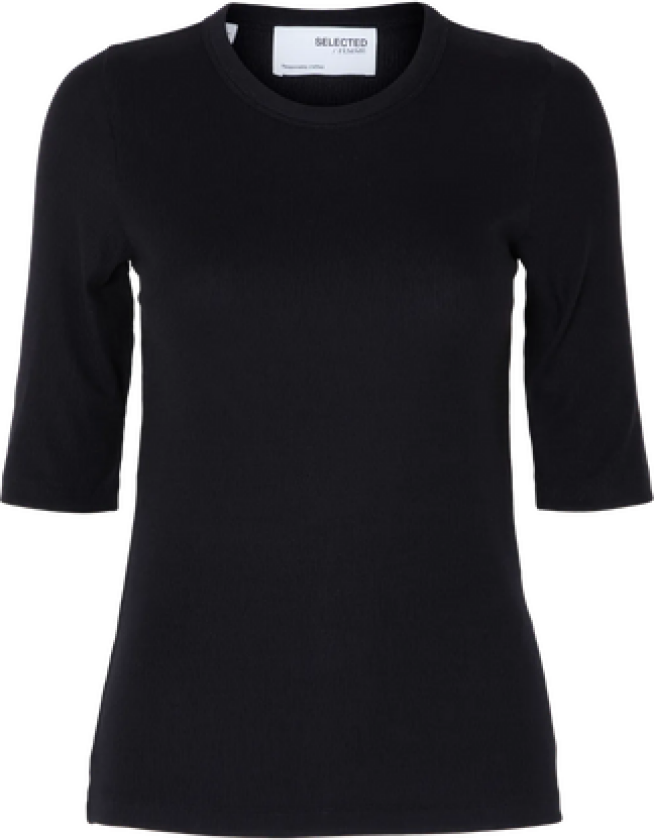 Dianna 2/4 O-Neck Top Noos - Black XS