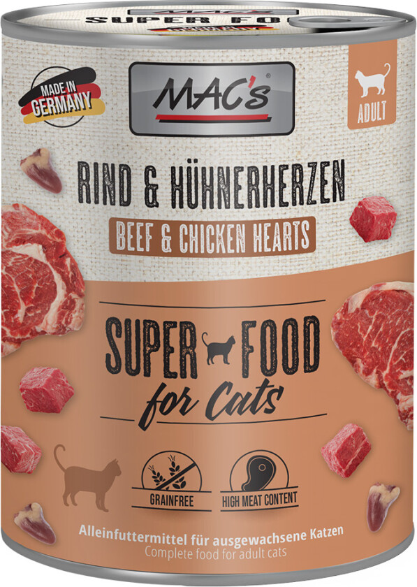 MAC´s Cat Kattefôr 6 x 800 g - Storfekjøtt & Kyllinghjerter