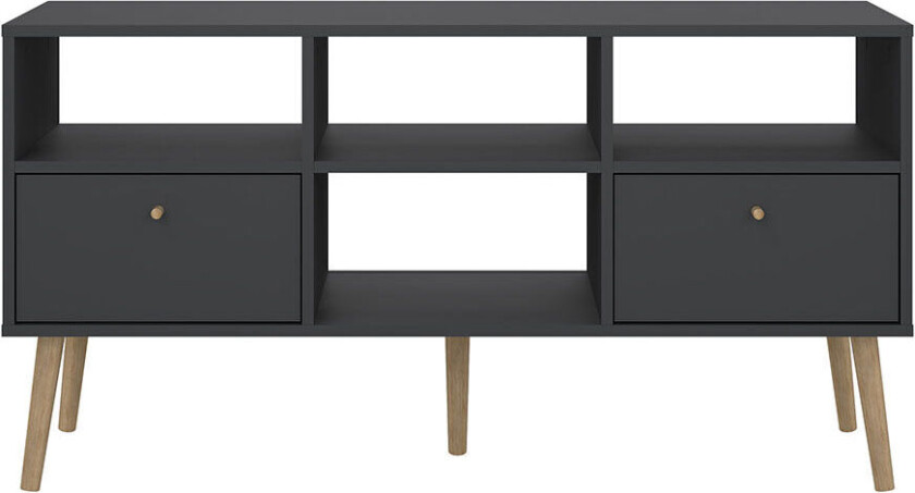 Bodo TV-bord 2 skuffer, 4 hyller matt grå.