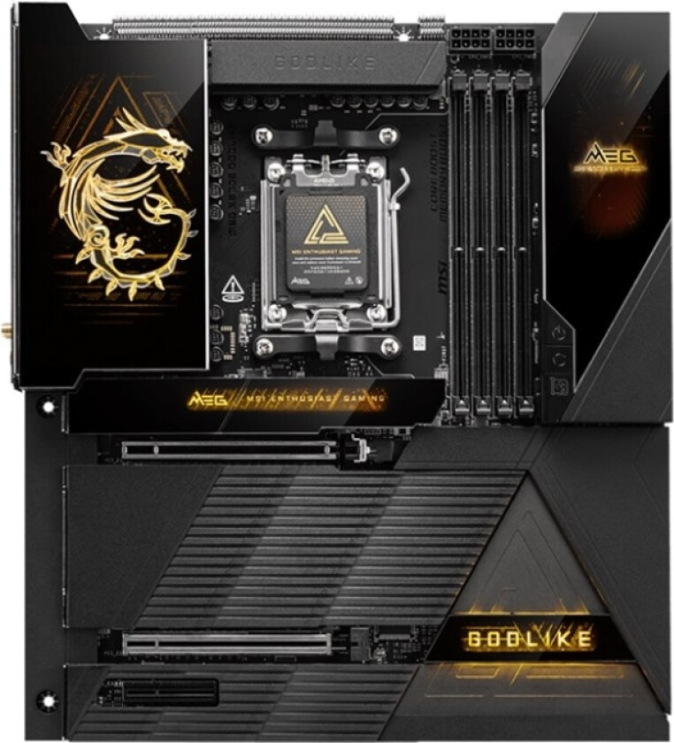 Msi Meg X870e Godlike - Hovedkort - Utvidet Atx (E-Atx) - Socket Am5 - Amd X870e Chipset - Usb-C 3.2 Gen 2X2, Usb 3.2 Gen 2, Usb 3.2 Gen 1, Usb4 - Bl