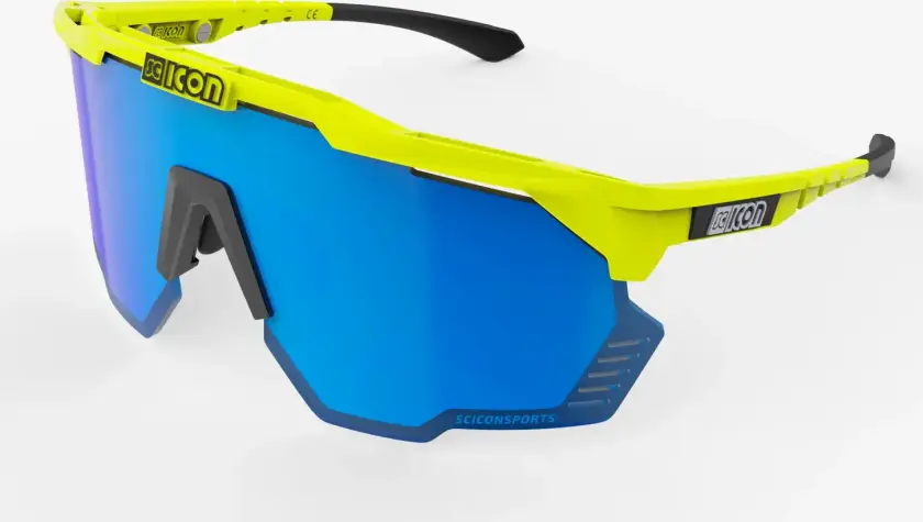 Aeroshade Kunken sykkelbriller yellow fluo/multimirror blå