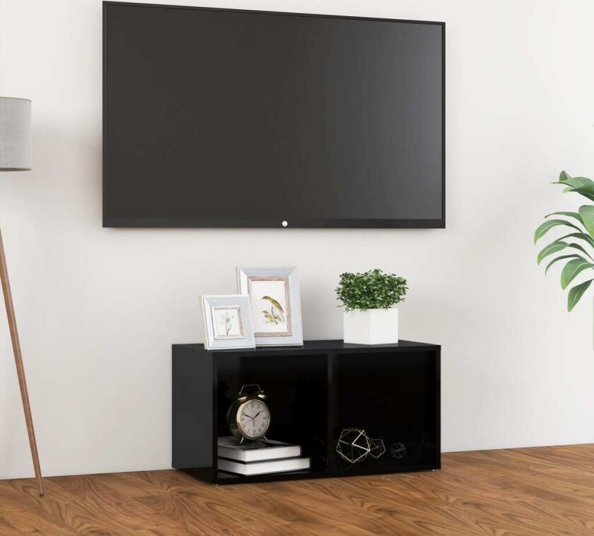 TV-benk høyglans svart 72x35x36,5 cm sponplate