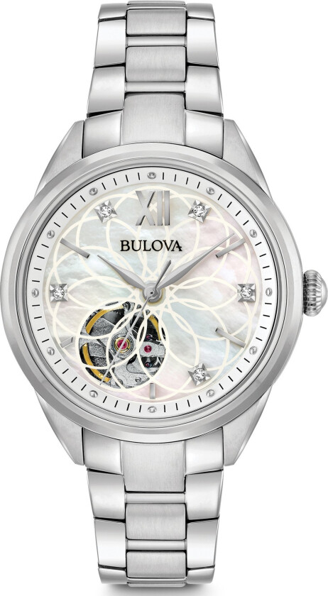 Classic Automatic Ladies New Sutton Dress 96P181 - Automatisk - Sølv - Dameklokker - Rustfritt stål - ledd m/pin - Safir