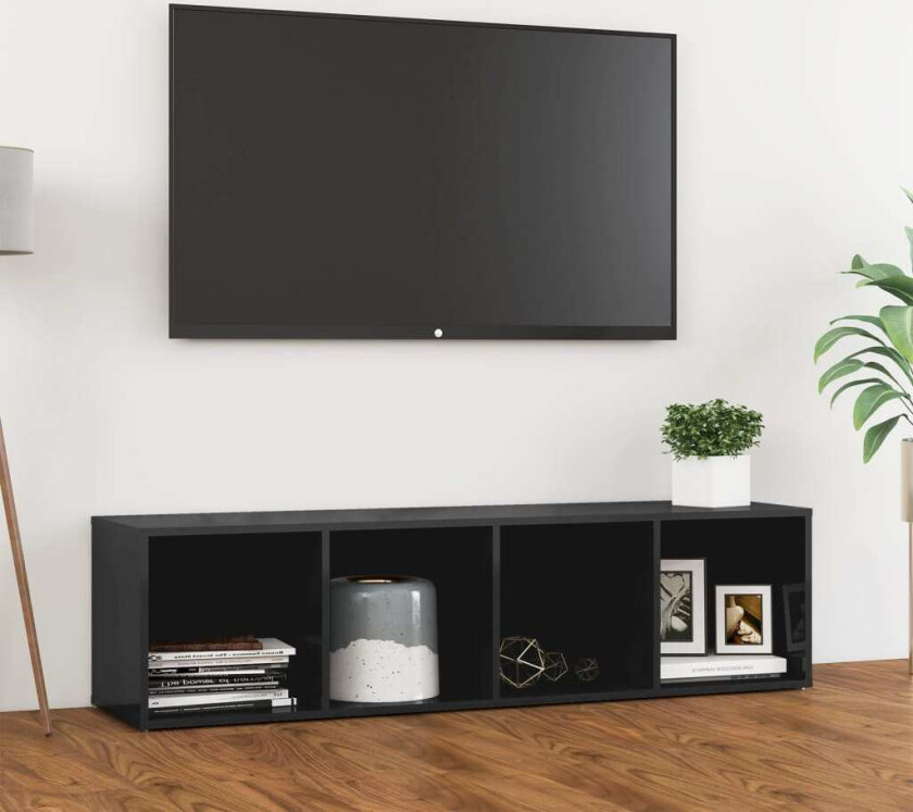 TV-benk høyglans grå 142,5x35x36,5 cm sponplate