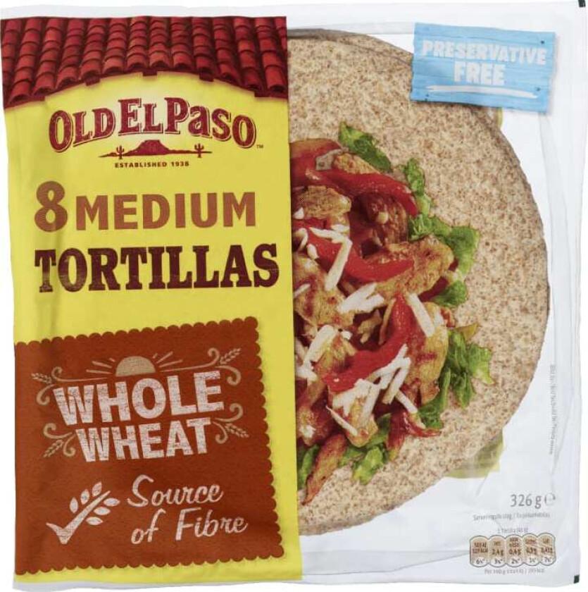 Tortillas Whole Wheat 8stk 326g