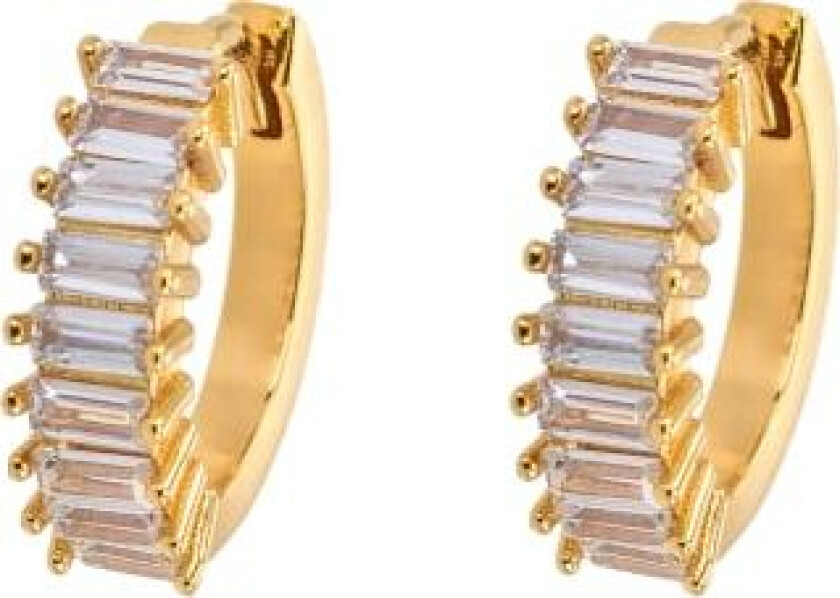 Small Squared Stone Hoops White