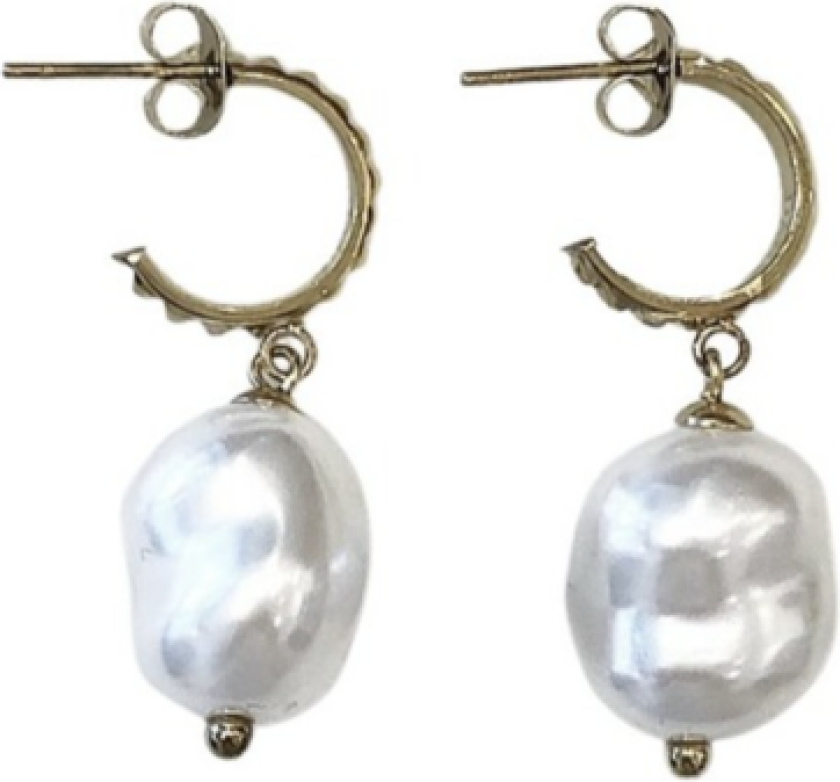 Stud Pearl Hoop Gold