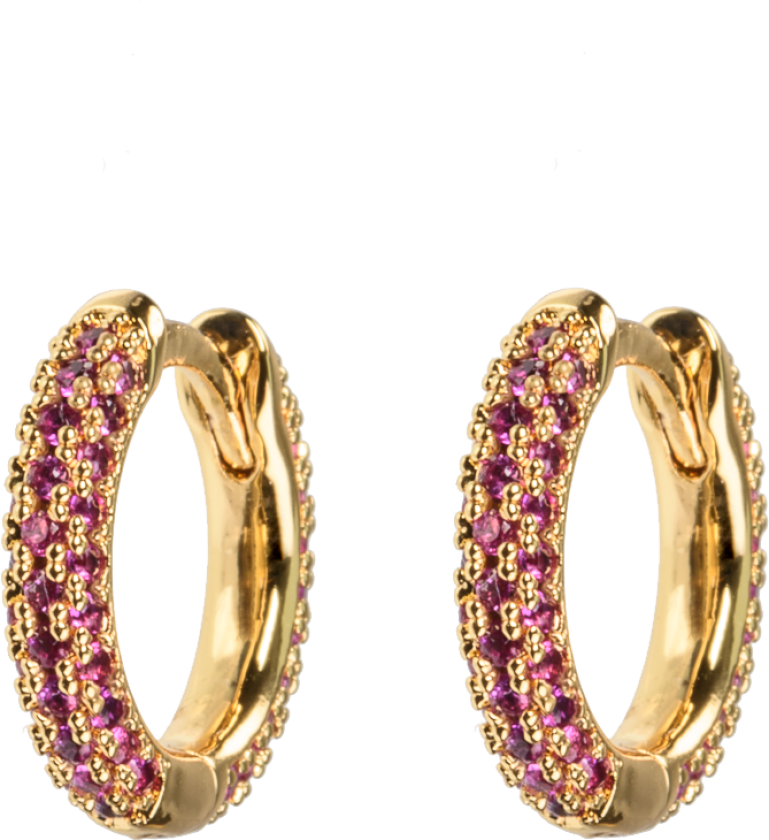 Small Stone Covered Hoops Cerise