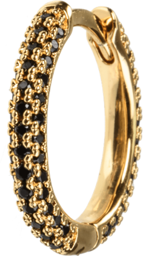 Medium Stone Covered Hoops Black