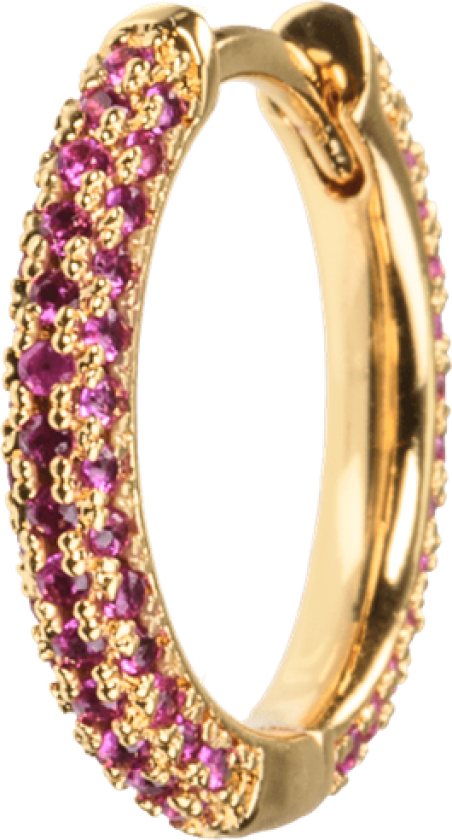 Medium Stone Covered Hoops Cerise