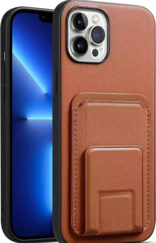 'iPhone 14 Pro'-deksel med stativfunksjon og rom for kort Brown