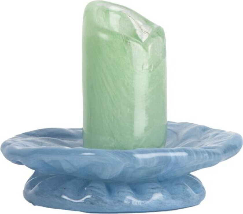 Lara lysestake 9 cm minty green/lys blå