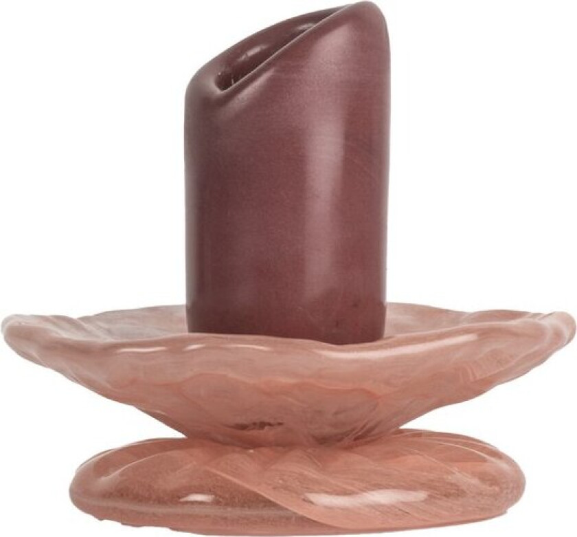 Lara lysestake 9 cm bordeaux/rosa