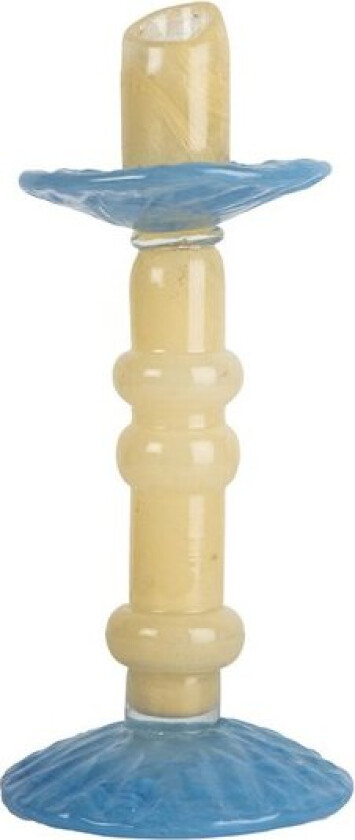 Lara lysestake 26 cm lys beige/lys blå