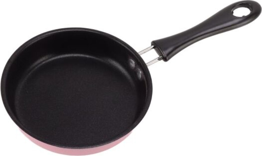 Mini stekepanne i rustfritt stål forhindrer klebeinduksjonspanne Rund frokost liten stekepanne med langt håndtak 12 cm (rosa)