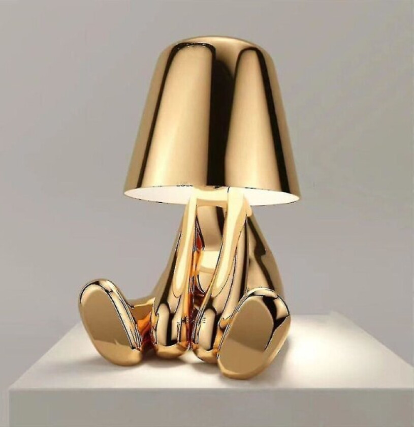 Sengelampe med berøringskontroll, gull Thinker Lampe Skrivebordslampe Trådløs Oppladbar Bærbar Dekorativ Nattlampe gold