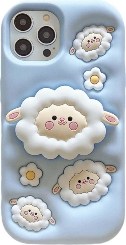 iPhone 14 Pro Max Silikon Deksel med 3D Fåredesign – Blå