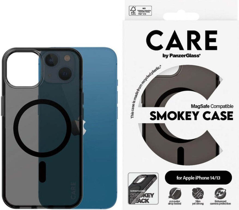 CARE by PanzerGlass iPhone 13 / 14 FLAGSHIP Urban Combat-deksel - MagSafe Kompatibel - Smokey / Black