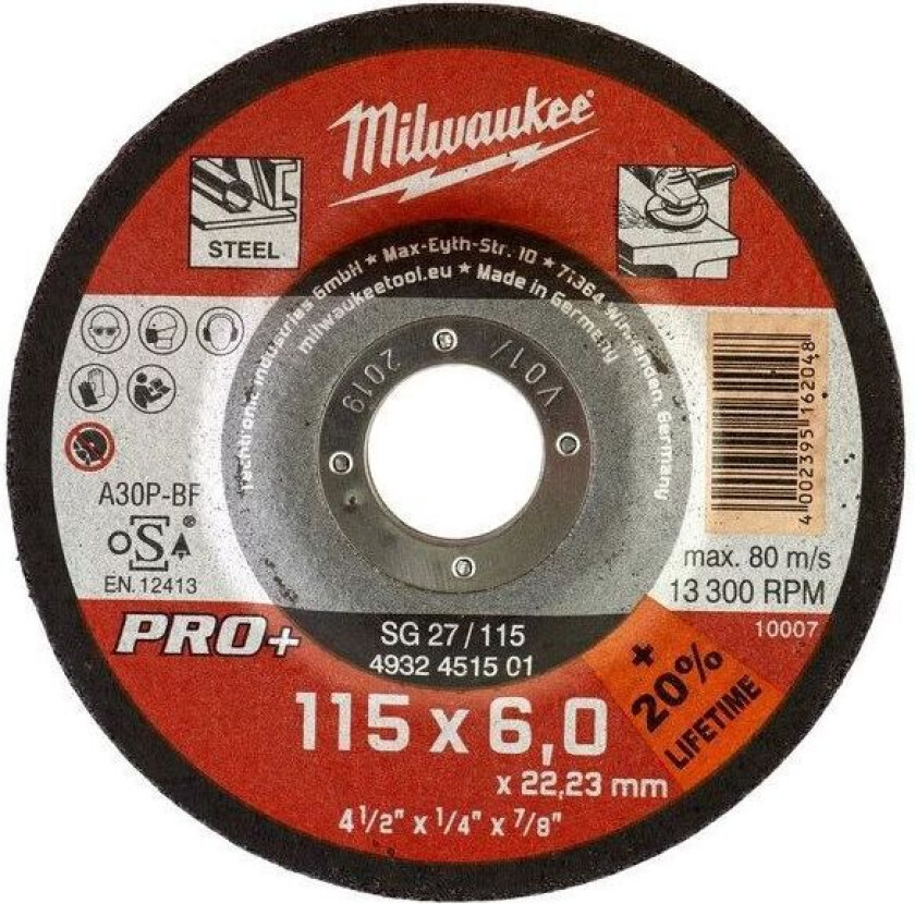 SG 27 PRO+ Kappeskive 115x6 mm