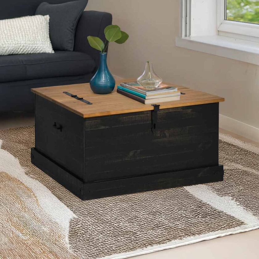 Bilde av Oppbevaringskiste HALDEN svart 91x91x47 cm heltre furu