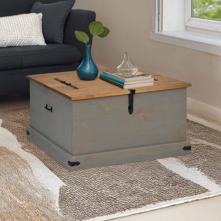 Bilde av Oppbevaringskiste HALDEN grå 91x48x47 cm heltre furu