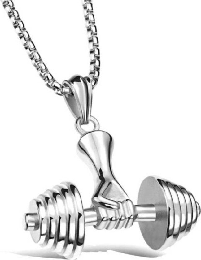 Gym Dumbbell halskjedekjede sølv