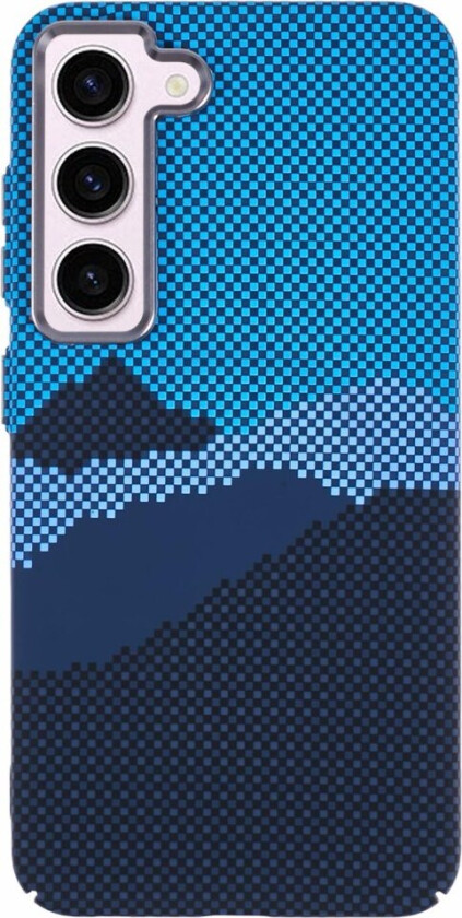 Mønstret Carbon Deksel - Samsung Galaxy S23 - MagSafe Kompatibel - Blue Peak