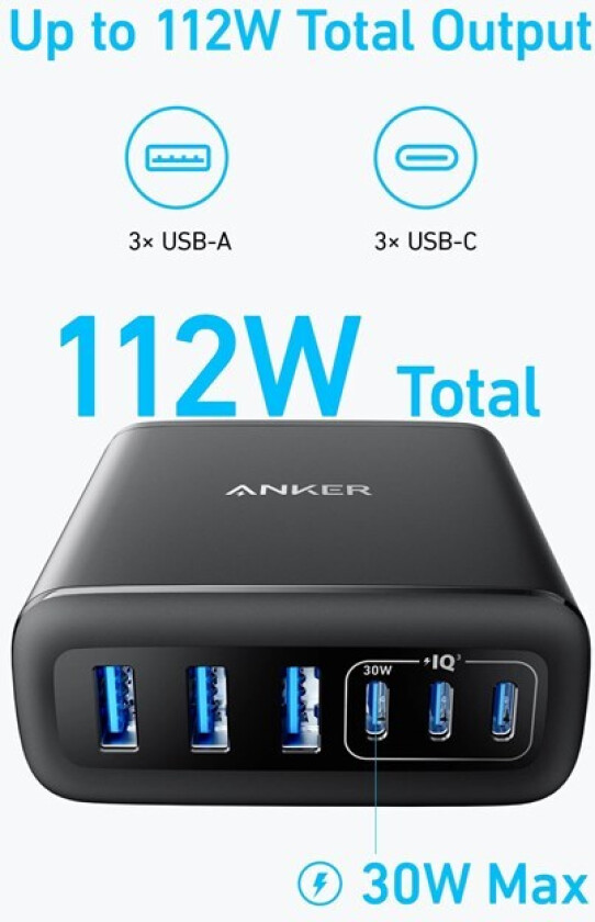 Charger (112W 6 Ports GaN) - Black