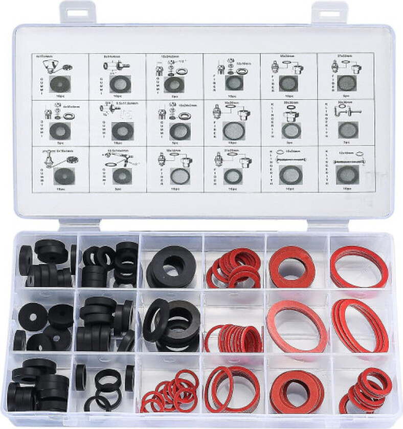 141 stk gummi O-ring skiver pakninger, rørleggerforsegling hageslange pakninger skiver, silikon kranforsegling kran skive assortert sett
