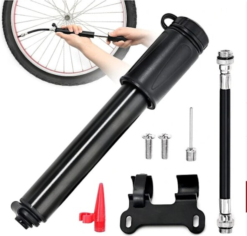 Sykkelpumpe, bærbar høytrykks minipumpe, for landeveissykkel og Presta