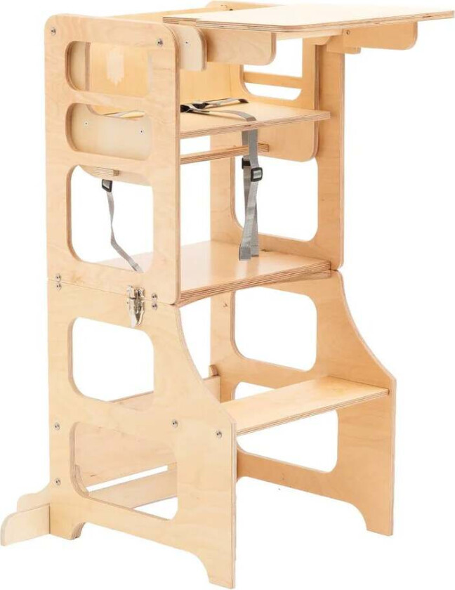 Sammenleggbar Læringstårn med Matstol, Nature - Motoriske møbler - Plywood