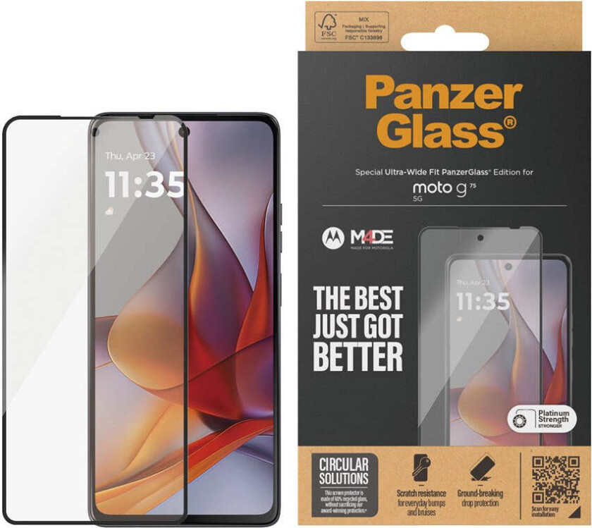Motorola Moto G75 (5G) - PanzerGlass Ultra-Wide Fit Skjermbeskyttelsesglass - Gjennomsiktig